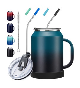 50 oz Coffee Mug Insulated Tumbler with Handle and Straw - Keep Cold-36h & Hot-24h, Large Stainless Steel Coffee Cup with 2-in-1 Lid, 50oz Metal Tumbler Double Wall Vacuum Water Bottle
